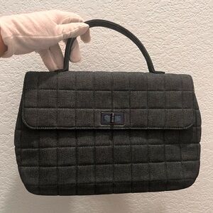 Chanel Mademoiselle top handle denim chocolate bar bag